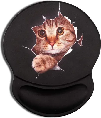 Image de Tapis de souris ergonomique pour chats avec coussin en gel et repose-poignets