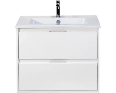 Produktbild von Sanox Badmöbel-Set Porto BxHxT 71 x 57 x 51 cm Frontfarbe weiß mit Waschtisch Keramik weiß Griff chrom 84718401