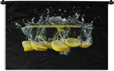 Produktbild von MuchoWow® Wandteppich Wandbehang Zitrone - Frucht - Gelb - Stilleben - Wasser 60x40 cm Tapisserie Dekoration Wandtuch - Wanddekorationen