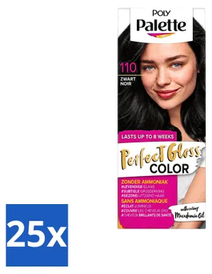 Obrázek produktu pro 25 kusů barvy na vlasy Poly Palette Perfect Gloss, odstín Lesklá černá 110, objem 115 ml – výhodná sada