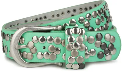 Produktbild von styleBREAKER Damen Nietengürtel 4 cm | Kunstleder mit bunten Nieten | Halbrunde Metallschnalle | Vintage Look für Jeans | Kürzbar