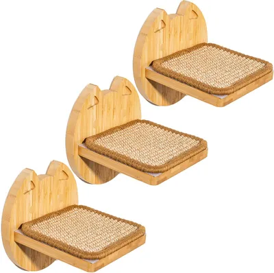 Productafbeelding van Houten klimplanken voor katten, 3-delig, voor wandmontage, ideaal voor de beweging van katten