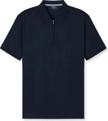 Produktbild von Olymp Poloshirt Baumwoll-Interlock-Jersey marine Größe M mit kurzem Zipper