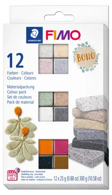 Produktbild von STAEDTLER FIMO effect Modelliermasse 8013 C, ofenhärtend, 12 Halbblöcke, sortierte Farben