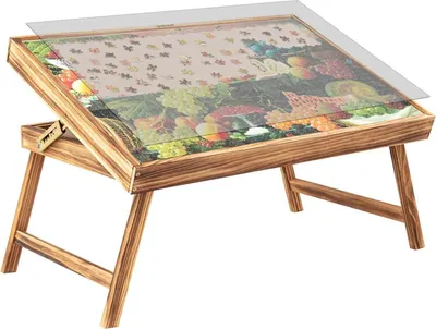 Obrázek produktu pro Dřevěný puzzle stůl 1000 dílků Třídící přihrádky Skládací sklápěcí stůl Puzzle