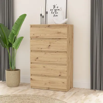 Obrázek produktu pro Komoda CHELSEA 5 zásuvek - 77,2 x 42,2 x 128,1 - dub Artisan