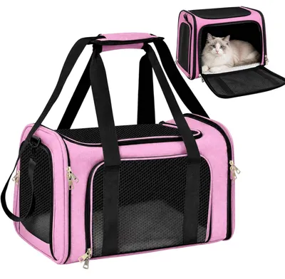 Obrázok produktu pre Prepravka pre mačky 50x34x34 cm, ružová, do 8 kg, skladacia, na cestovanie