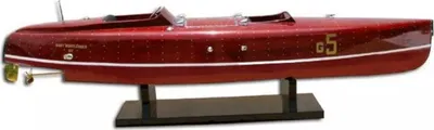 Produktbild von Casa Padrino Luxus Deko Speedboot Baby Bootlegger mit Massivholz Ständer Rot / Weiß 90 x 30 x H. 20 cm - Handgefertigtes Deko Boot - Holzboot - Modellboot - Rennboot - Luxus Deko Accessoires