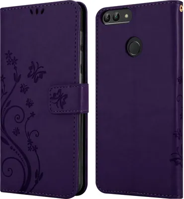 Obrázek produktu pro Cadorabo Pouzdro pro Huawei P SMART 2018 / Enjoy 7S Protective Cover in Purple Ochranný kryt Pouzdro na mobil Flowers Flower