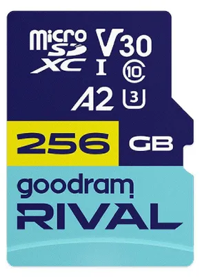 Imagen del producto de GOODRAM RIVAL M2AA, tarjeta microSDXC de 256 GB, clase V30, A2, UHS-I U3, con adaptador (modelo: GGSM2AA-2560R12)