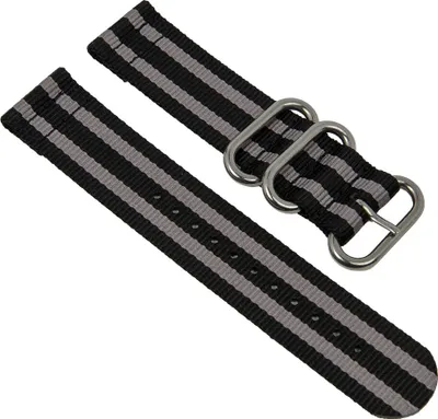 Produktbild von Uhrenarmband Textil schwarz/grau Metallschlaufen Minott 28238S, Stegbreite:22mm
