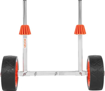 Immagine prodotto di Carrello per kayak, capacità di carico 113,4 kg, carrello per canoa con ruote in gomma piena da 19,1 cm e cavalletto, si monta e smonta in pochi secondi, carrello per tavole da paddle per kayak, canoe e tavole da paddle