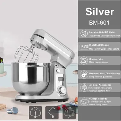 Produktbild von BioloMix Standmixer 6L Küchenmaschine 1200W Silber