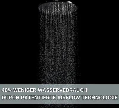 Produktbild von Stilform Luxus Edelstahl Regendusche Rund in 40 cm ULTRAFLACH in Schwarz Matt