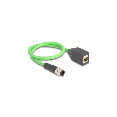 Zdjęcie produktu dla DELOCK M12 Kabel D-kodiert 4 Pin St. zu RJ45 Bu.PUR(TPU)0,5m