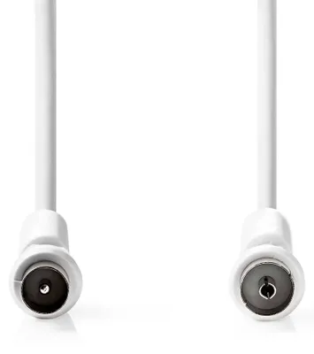 Image de Câble coaxial | IEC (Coax) mâle | IEC (Coax) femelle | Nickelé | 120 dB | 75 Ohm | Quatre blindages | 1.00 m | Rond | PVC | Blanc | Etiquette