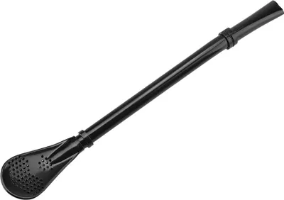 Image de Cuillère-paille en acier inoxydable réutilisable et lavable, noire