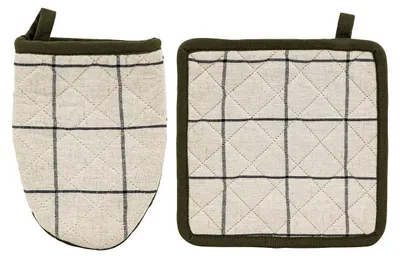 Image de Gant de cuisine et manique à carreaux HELU, 100% coton