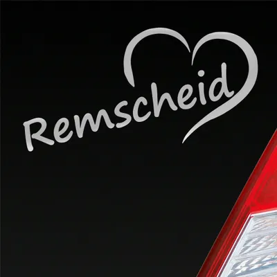Produktbild von Auto Aufkleber Remscheid Herz Stadt City Love Liebe 16,5x8 cm Silber Sticker Heckscheibenaufkleber