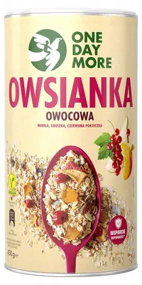 Produktbild von OneDayMore | Fruchtige Haferflocken Frühstück Porridge | ballaststoffreich mit Aprikose, Birne, Johannisbeere, Beta-Glucanen, vegan 450 g