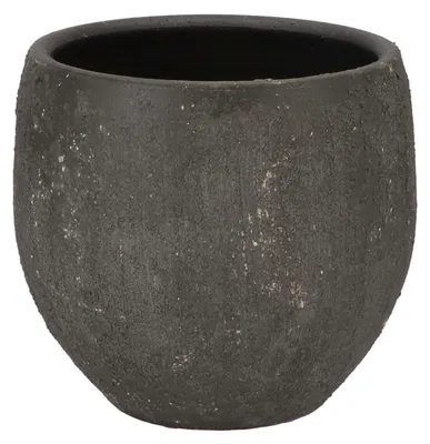 Produktbild von DK Design Blumentopf rund Modell Maya - verwittert schwarz - 18x20 cm