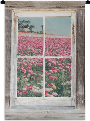 Produktbild von MuchoWow® Wandteppich Wandbehang Aussicht - Feld - Blumen 60x90 cm Tapisserie Dekoration Wandtuch - Foto-Teppich - Abwaschbar
