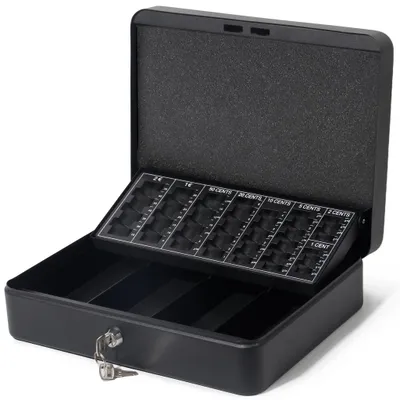 Produktbild von Theo&Cleo Geldkassette mit münzzählbrett, 30x24x9 CM, Kasse Abschließbar, Cash Box Groß, Spardose, Geld organizer