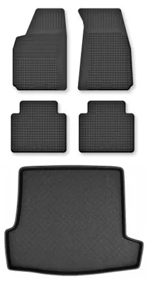 Zdjęcie produktu dla Dywaniki gumowe + mata bagażnika do Skoda Superb I 2001-2008 (standardowy bagażnik) – czarne, dobierane – Wielganizator Semi-Universal