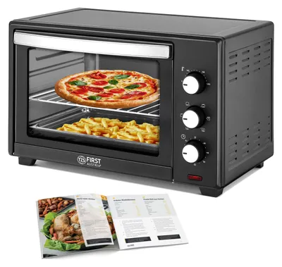 Immagine prodotto di TZS First Austria - Mini Forno 35L 1600W - Fornetto per pizza con regolazione temperatura fino a 230°C e rivestimento antiaderente - Con timer di 60 min, 3 altezze di inserimento, teglia e griglia