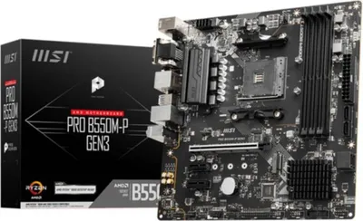 Produktbild von MSI PRO B550M-P GEN3, AMD, Sockel AM4, AMD Ryzen 3000 Series, DDR4-SDRAM, 125 GB, DIMM