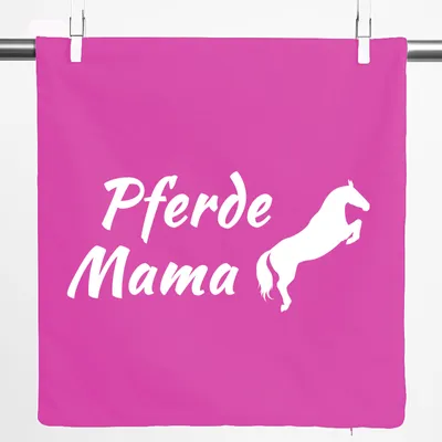 Produktbild von Huuraa Kissenbezug Pferdemama Silhouette 40x40cm Fuchsia Baumwolle Dekokissenbezug Geschenkidee