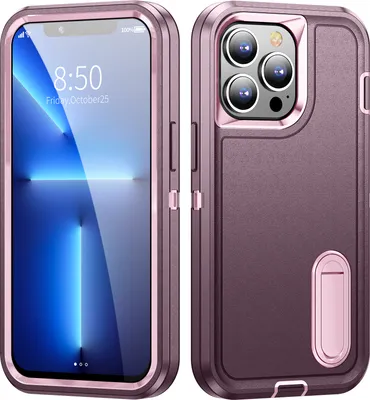 Produktbild von Hülle für iPhone 13 Pro Max Hybrid Dreilagige Robust Stoßfest Schwerlast Schutzhülle mit Ständer Lila