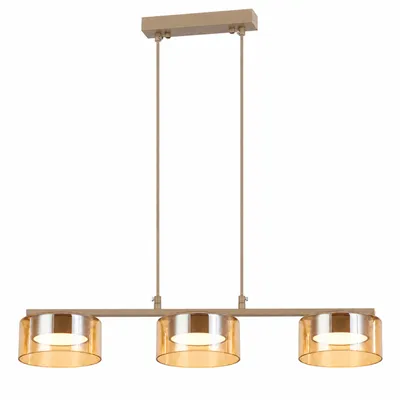 Produktbild von MasterLED Pendelleuchte 3-flammig GX53 Beige Bernstein Glas für Esstisch 58 cm