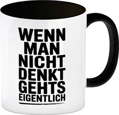 Produktbild von Wenn man nicht denkt Kaffeebecher in schwarz typografisch