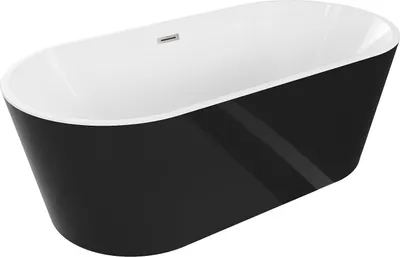Produktbild von Mexen Luna freistehende Badewanne 140 x 75 cm, weiß/schwarz, Überlauf gebürsteter Nickel - 52031407575-97