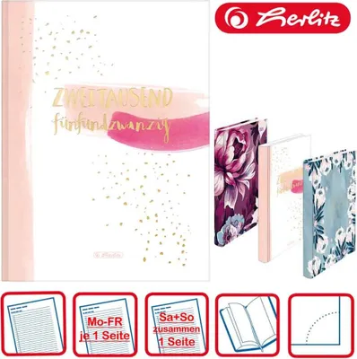 Produktbild von Herlitz Buchkalender A5 Rainbow 2025, Jahr / Motiv:2025 / Rosa / Gold