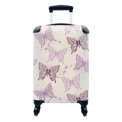 Produktbild von MuchoWow® Koffer Handgepäck Trolley Rollkoffer Kleine Reisekoffer mit 4 Rollen - Tiere - Muster - Schmetterling - Cabin Size < 55x40x23 cm & 55x40x20 cm - Fotokoffer - Kabinenkoffer - Boardgepäck - Reise-Box - Reisekoffer - Reisegepäck - Koffer mit Bild - Trolley für Kinder