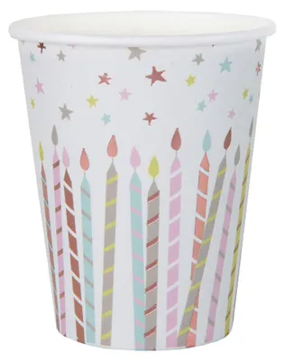 Zdjęcie produktu dla Kubeczki papierowe Świeczki Happy birthday - 270 ml - 10 szt.