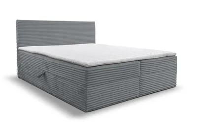 Produktbild von VENASI TILLY Boxspringbett 180x200 mit Bettkästen H2/H3 Matratze GRAU CORD TILIA