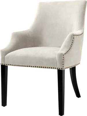 Produktbild von Casa Padrino Luxus Esszimmerstuhl mit Armlehnen Sandfarben / Schwarz 60 x 71 x H. 92 cm - Esszimmermöbel