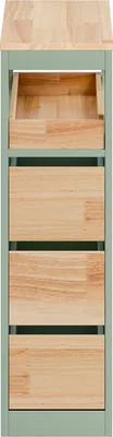 SoBuy Badunterschrank BZR54-II-GR mit geöffneter Holzschublade und grüner Front