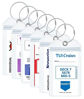 Produktbild von Kofferanhänger transparent wasserfest 6er Set 19x11cm für Kreuzfahrt AIDA TUI Mein Schiff