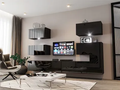 Produktbild von Mediawand Wohnwand 8 tlg - NEXI XL 19 - Schwarz Hochglanz inkl. LED