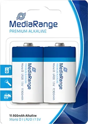 Obrázek produktu pro MediaRange MRBAT109, Baterie na jedno použití, D, Alkalický, 1,5 V, 2 kusů, 11900 mAh