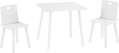 Produktbild von roba Kinder Sitzgruppe, Kindermöbel Set aus 2 Kinderstühlen & 1 Tisch, Sitzgarnitur Holz, weiß lackiert.