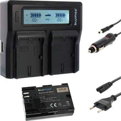Produktbild von 1x Akku + Lader für Canon LP-E6NH EOS R5 R7 R6 Mark II 80D  IV LP-E6N  2250mAh