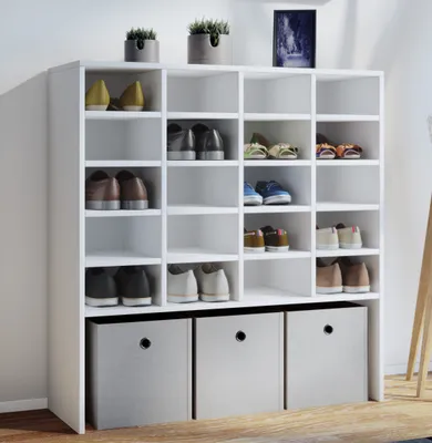Produktbild von VCM Holz Schuhregal | Maße ca. H. 99 x B. 92 x T. 33 cm | Schuhkommode mit 20 Fächer | Schuhschrank - Hinsol XL