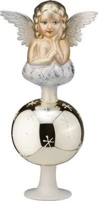 Produktbild von Christbaumspitze mit Engel Figur Glas 22cm champagner, 1 Stück