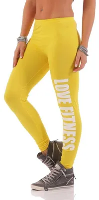Produktbild von Damen Leggings LOVE FITNESS Baumwolle; Gelb L/40