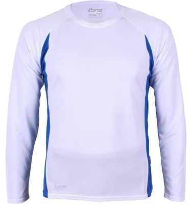 Image de Cona Sports - T-shirt pour homme, col montant court, technique, manches longues LT3058 (S) (blanc/bleu roi)